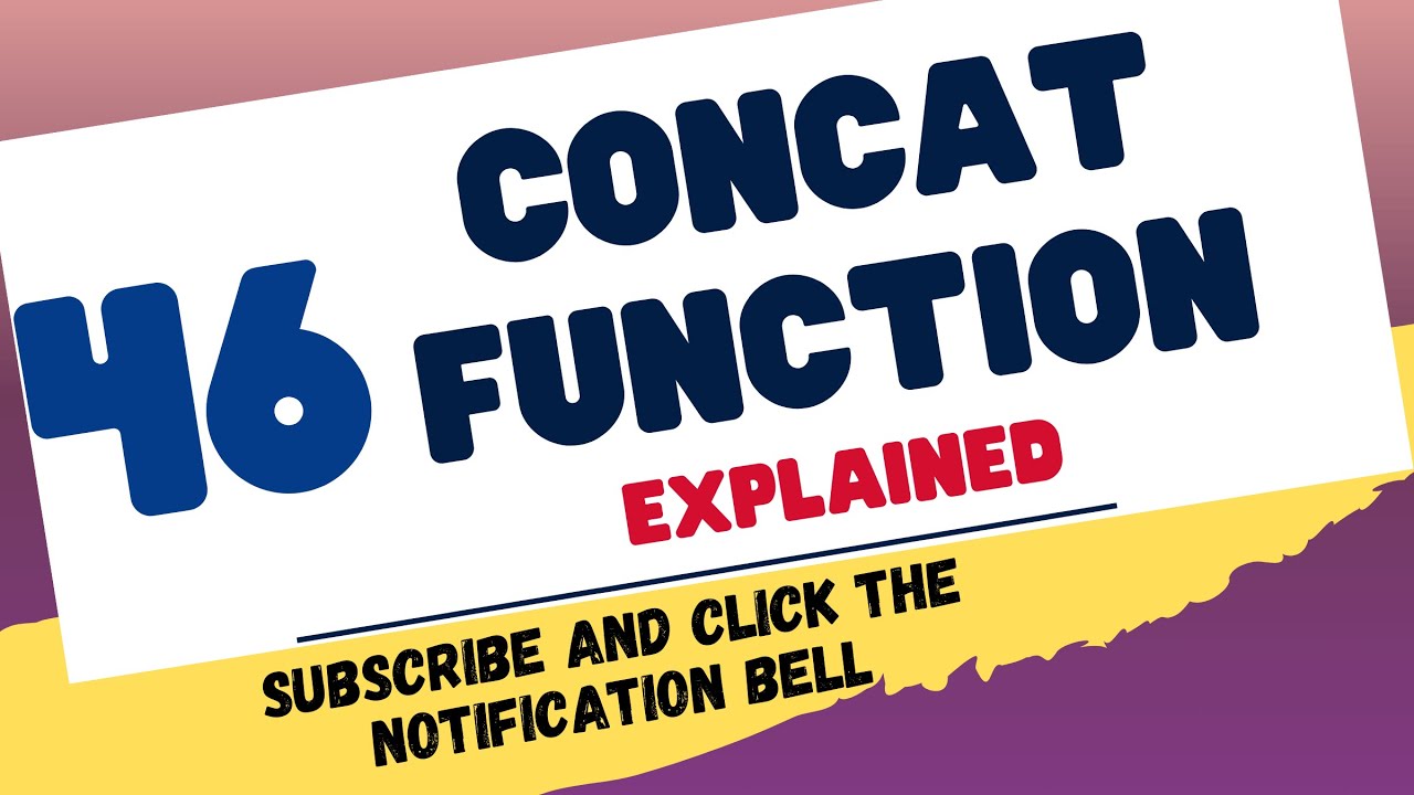 The CONCAT Function in Excel - Explained! - YouTube