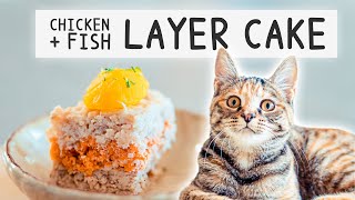 Homemade cat food!  |  Chicken & Fish Layer Cake | Cat eating ASMR