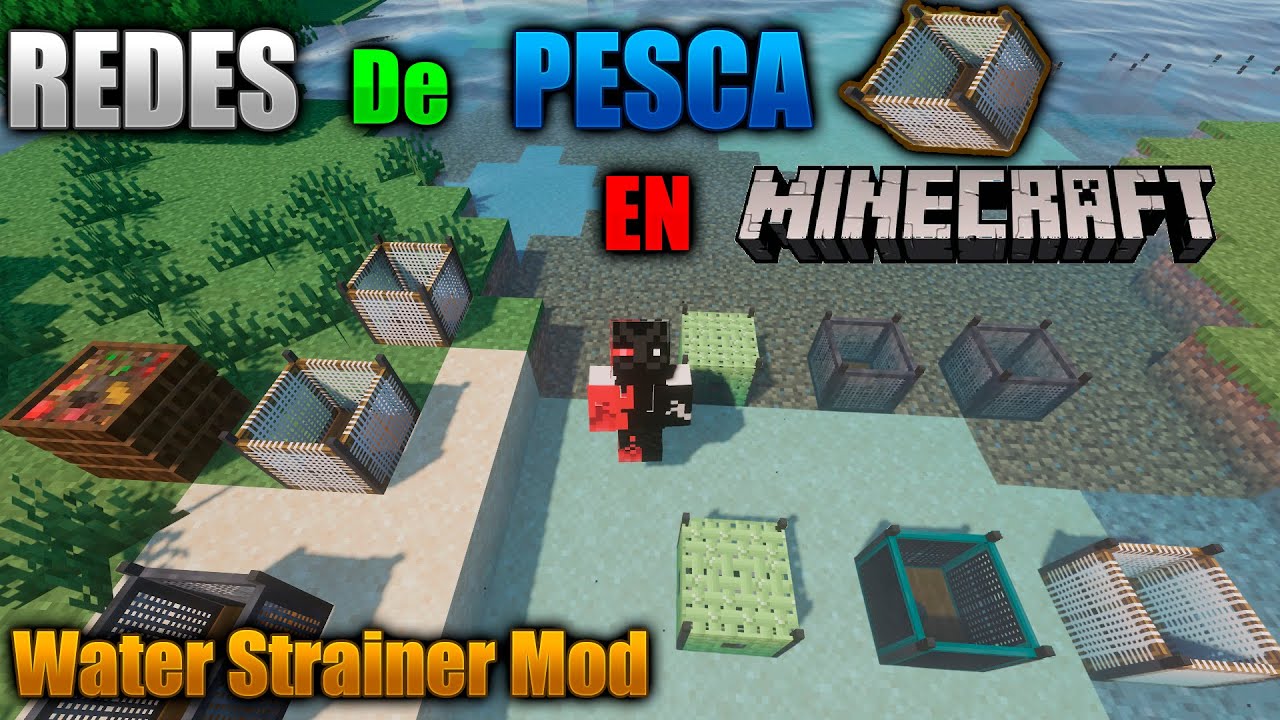 REDES de PESCA en Minecraft!! Water Strainer MOD Minecraft 1.15.1, 1