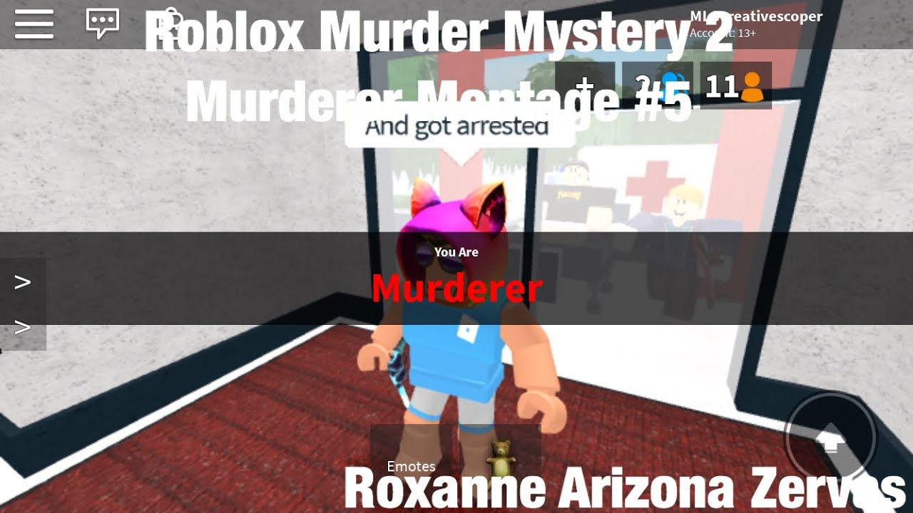 Roblox Murder Mystery 2 Murderer Montage Roxanne Arizona Zervas Youtube - roblox murder duel and song youtube