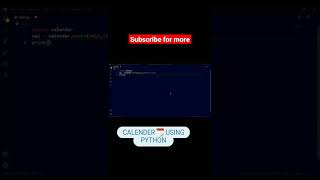 Print Calendar using Python Code || 2 lines Program || Basic Python Programming Tutorial || #shorts