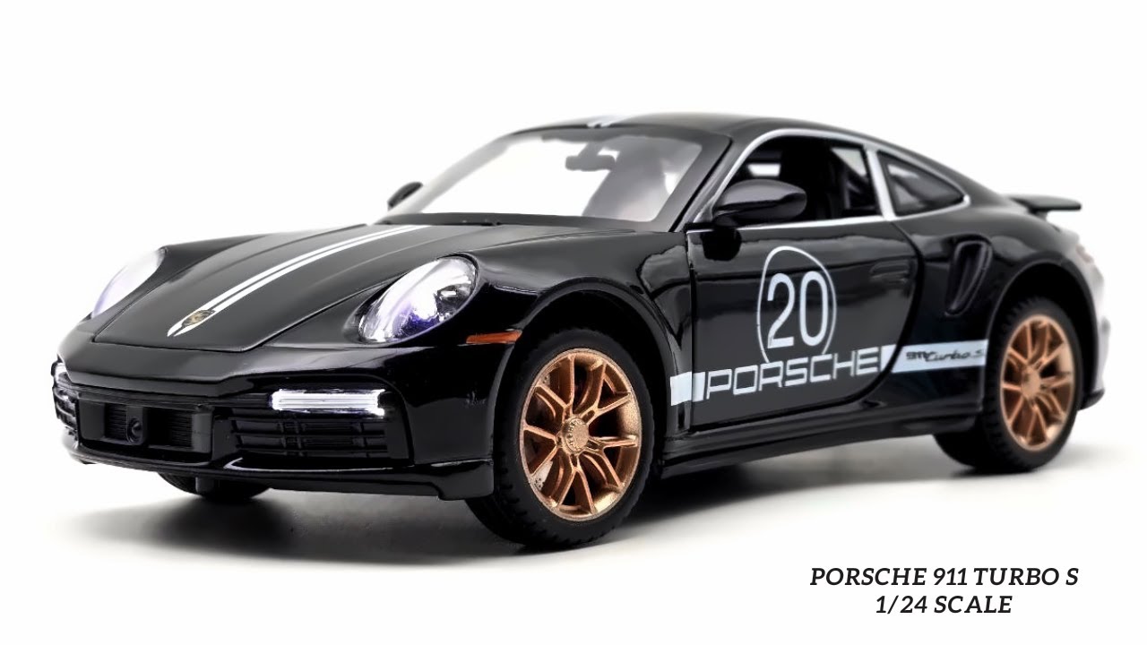 Unboxing Black Porsche 911 Turbo S 1/24 Diecast Scale Model - YouTube