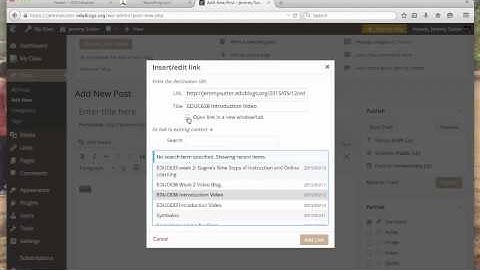 Insert Link Edublogs