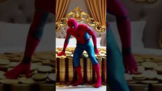 rich spider man sitting on his coin bed.#vairalvideo #storytime #aishorts #storiesedit #funny