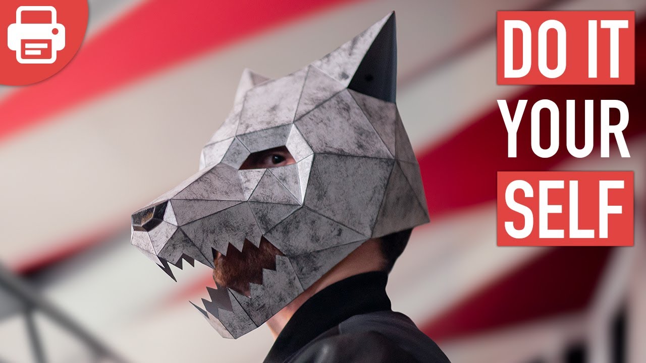 overtro Fremsyn arve How to make a Wolf Mask with Paper or Cardboard | DIY Printable Template -  YouTube