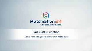 Automation24 Parts Lists Function