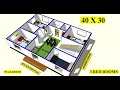 40 x 30 ghar ka naksha with god room ii 40 x 30 house plan design ii 3 bhk house plan