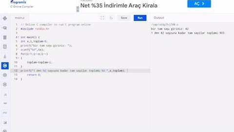 C Programlama Dersi Ödevi For Döngüsü İle Sayıların Toplamı