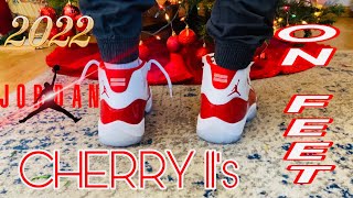 AIR JORDAN 11 CHERRY ON FEET UNBOXING REVIEW, & Compare to cherry low 11’s