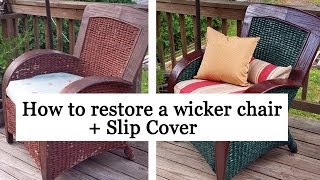 Restoring a wicker chair + Slip Cover Hi guys, I found this 2003 (very used) Pier I wicker chair at a garage sale and took on yet another DIY project! In this video I am