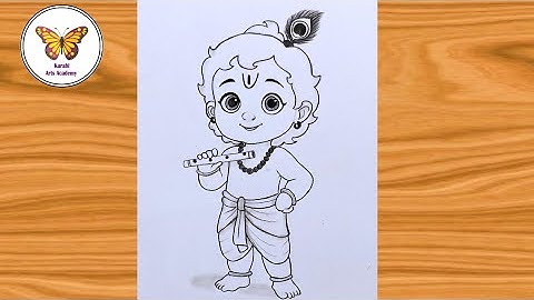 Drawing krishna with flute| Little krishna bhagwan drawing| Chitra