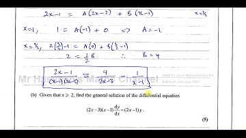 [P4] 6666/01, Edexcel, C4, (GCE), January 2007, Q4, Partial Fractions, Differential Equations