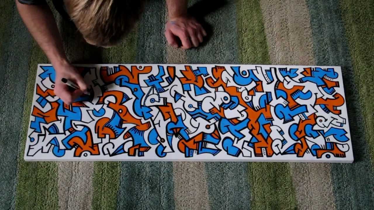 Abstract Artwork - Paint Pens on Canvas 