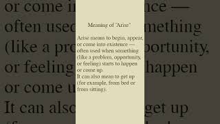 Meaning of "Arise"