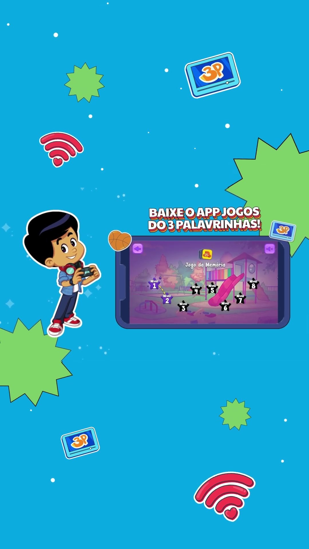 Baixe agora o aplicativo de jogos do 3 Palavrinhas! Diversão garantida!!