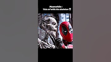 Deadpool talking to Wolverine skeleton in Deadpool 3