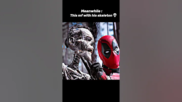 Deadpool talking to Wolverine skeleton in Deadpool 3