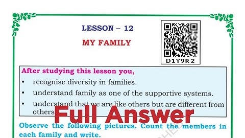 ||class 2 EVS|| Lesson -12 My Family|| Full Answer||#class2evs #class2 