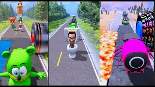 skibidi toilet &amp; huggy wuggy &amp; mario &amp; crafz frog &amp; squid  &amp; gummy bear #beamngdrive