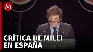 Javier Milei asiste a evento en España y llama corrupta a la esposa de Pedro Sánchez