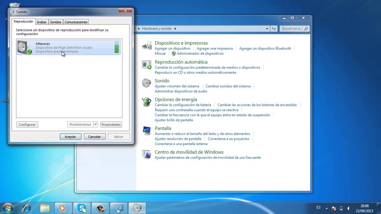 Cómo Activar El Dispositivo De Audio En Windows 7 Youtube 6786