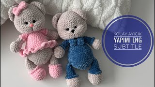 Kadife ipten kolay Ayıcık yapımı💙 1/2 Eng subtitle Amigurumi tutorial #crochetbear#plushtoys