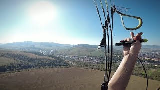 First flight on a paramotor ! (take off & landing, strong wind)