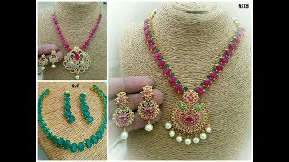 Latest Beautiful Ruby, Emerald, Pearls Necklace || One gram gold jewellery(, 2018-01-23T15:00:02.000Z)