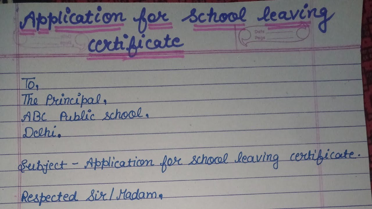 application letter for leaving certificate in school