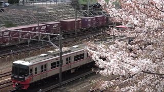 名鉄3300系 3303F (普通東岡崎行き) 桜並木の金山付近 通過シーン