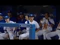 Munenori Kawasaki shows off animated dance moves in the dugout