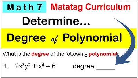 Math 7 Degree of a polynomial Fourth (4th) quarter #grade7 #polynomial  #matatag #degreeofpolynomial