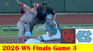 Oklahoma vs #5 North Carolina Baseball Highlights, 2026 NCAA World Series Finals Game 3