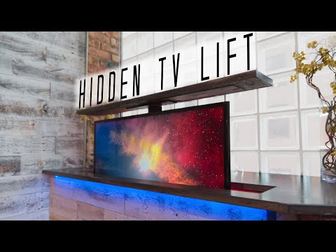 DIY Concrete Countertop w/ HIDDEN TV LIFT || How to Make