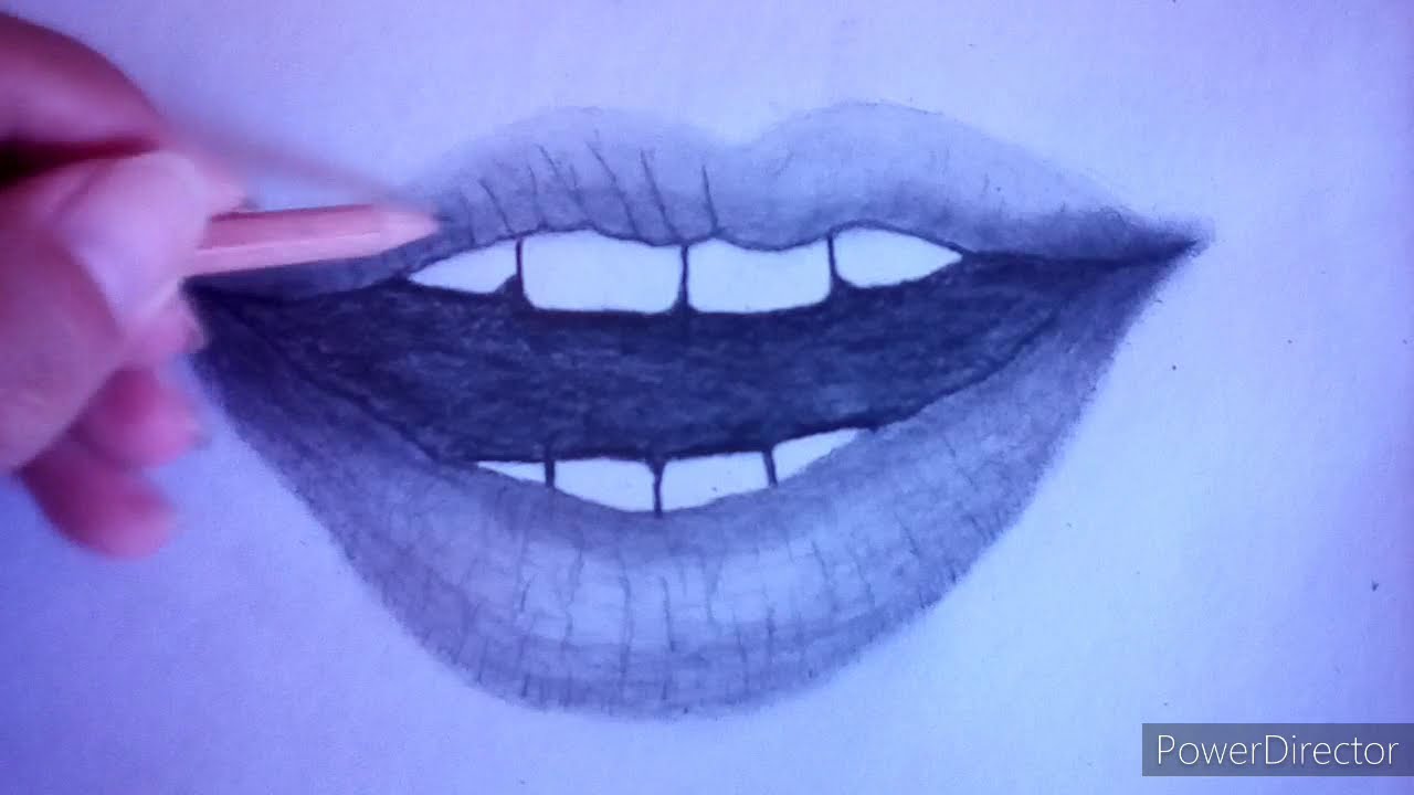 Realistic lips drewing speed - YouTube