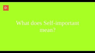 What does Self important mean ?