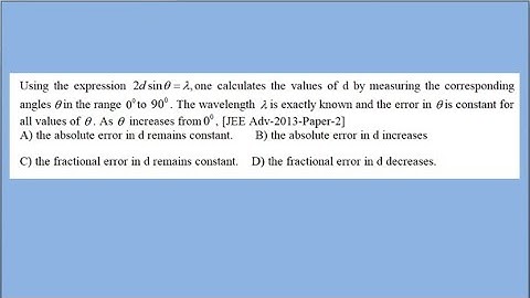 Units, Dimensions and Errors II JEE Advanced 2013 Paper 2 II Previous JEE Advanced Chapter wise II