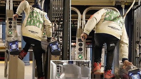 NYC fare evader vaults over MTA new turnstile spikes at subway station less than 36h  installation