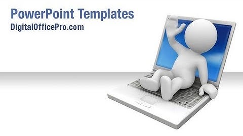3D Man on Laptop PowerPoint Template Backgrounds - DigitalOfficePro #00521W