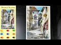 Street Scene - Landscape Watercolor (sketch & color name view, material introduce) NAMIL ART