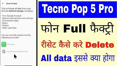 tecno Pop 5 pro factory reset erase all data।tecno Pop 5 pro phone full factory reset kaise kare