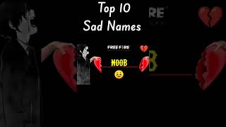 Top 10 Best Sad Names For Free Fire 🥺| Best Sad Rare Names For Free Fire| Toxic_Ff