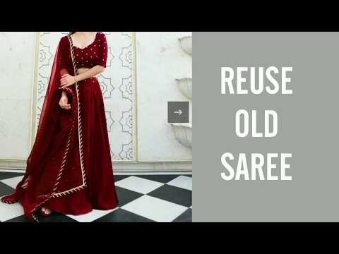 Convert/Reuse Old FLORAL Saree into Box Pleated Skirt/Lehenga 