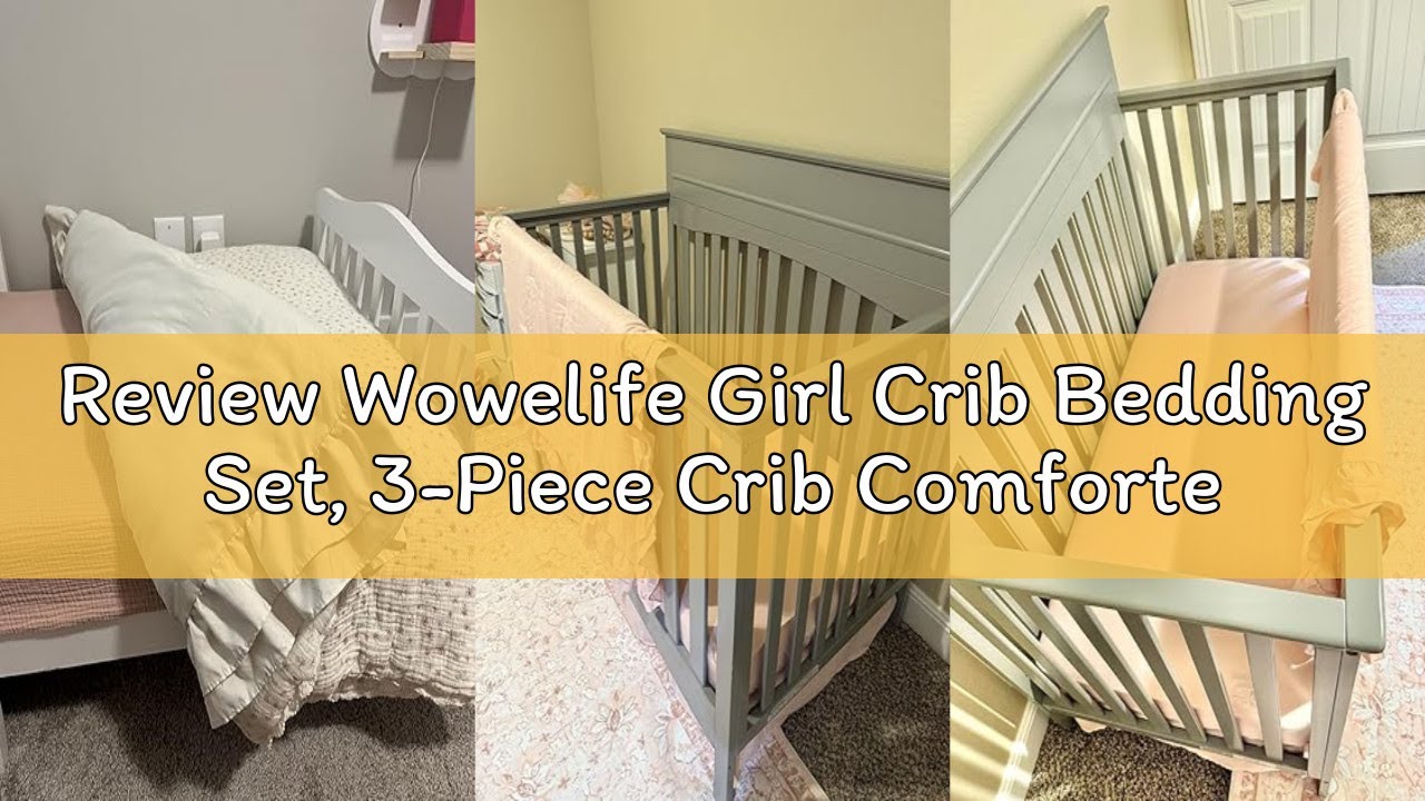 Review Wowelife Girl Crib Bedding Set, 3-Piece Crib Comforter Set for Girls, Boho Ruffle Pink Nurser