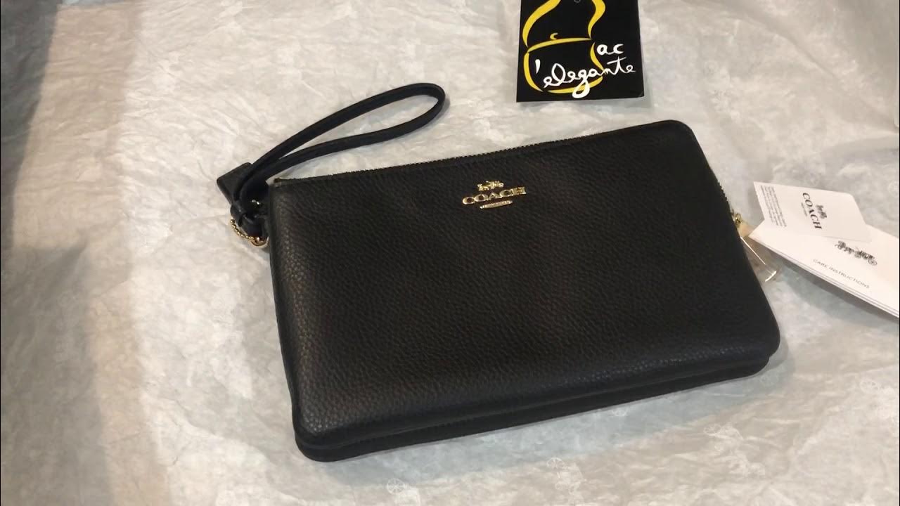 Coach large double zip wristlet black YouTube