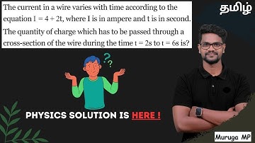 The current in a wire varies with time according to the equation I=4+2t, where I is in ampere and t