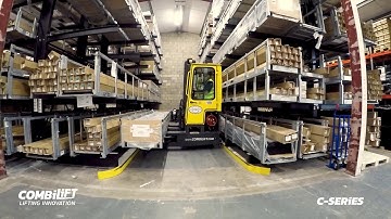 COMBi C-Series with guided aisle and telescopic forks - 4 WAY multi-directional forklift