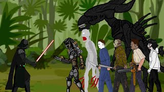 Star Wars Darth Vader vs Alien, Predator, SCP, Michael, Jason, Jeff, Leatherface - Drawing Cartoon 2