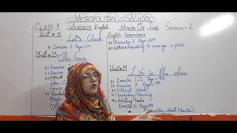 Metropolitan School June Session 2 Class 3 English Lesson