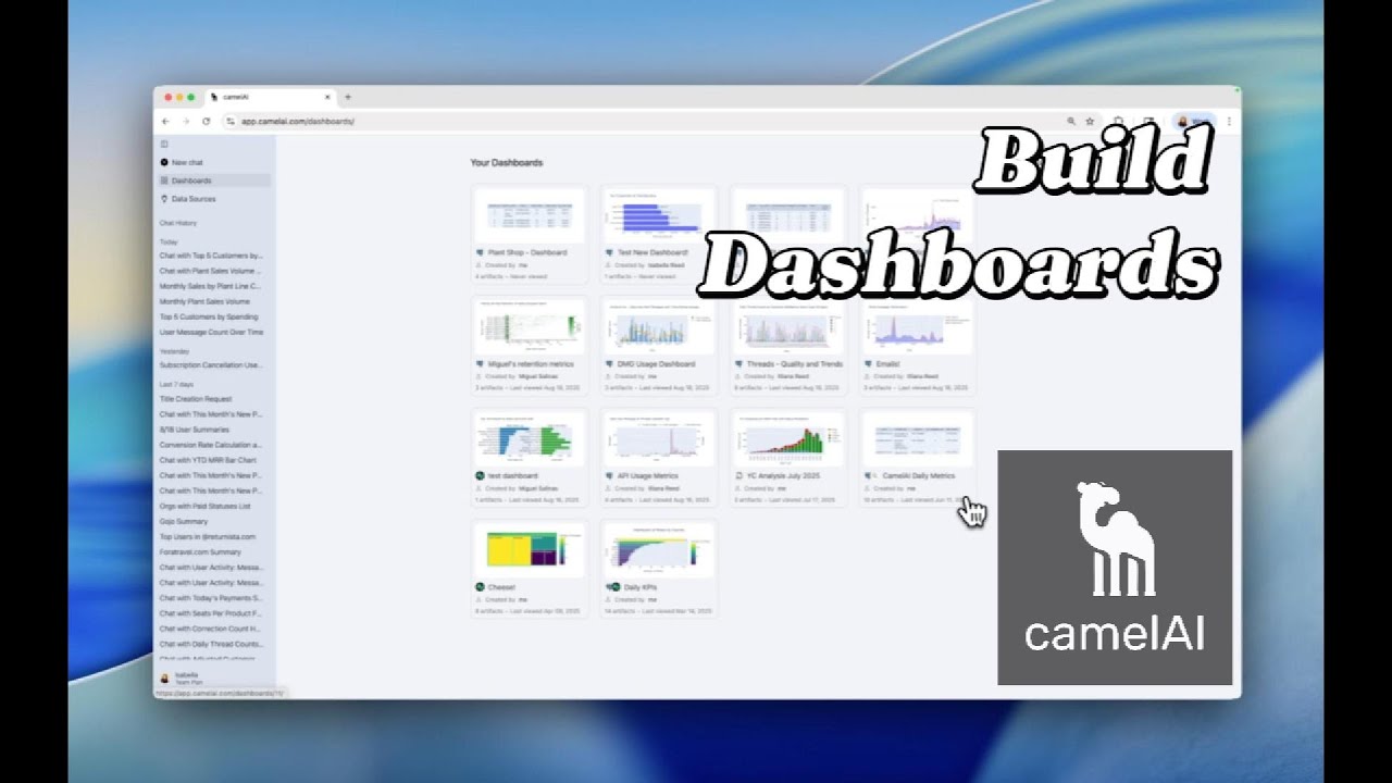 Build Dashboards in CamelAI | AI Data Chat
